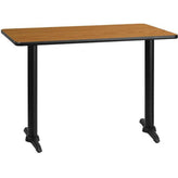 30inch x 60inch rectangular black laminate table top with 22inch x 22inch table bases