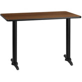 30inch x 60inch rectangular black laminate table top with 22inch x 22inch table bases