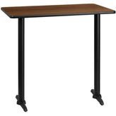 30inch x 42inch rectangular laminate table top with 5inch x 22inch table bases