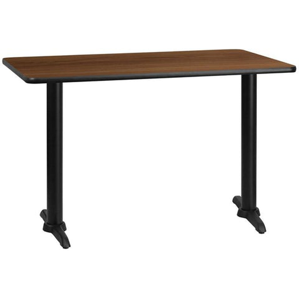 30inch x 48inch rectangular laminate table top with 5inch x 22inch table base