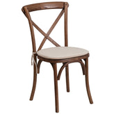 cross back stackable chair with cushion