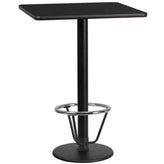 24 inch square laminate table top with 18 inch round bar height table base and ft ring