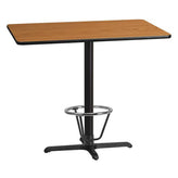 30inch x 48inch rectangular laminate table top with 23 5inch x 29 5inch bar height table base and foot ring