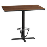 30inch x 48inch rectangular laminate table top with 23 5inch x 29 5inch bar height table base and foot ring
