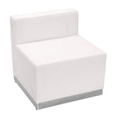 HERCULES Alon Series Melrose White LeatherSoft Chair with Brushed Stainless Steel Base