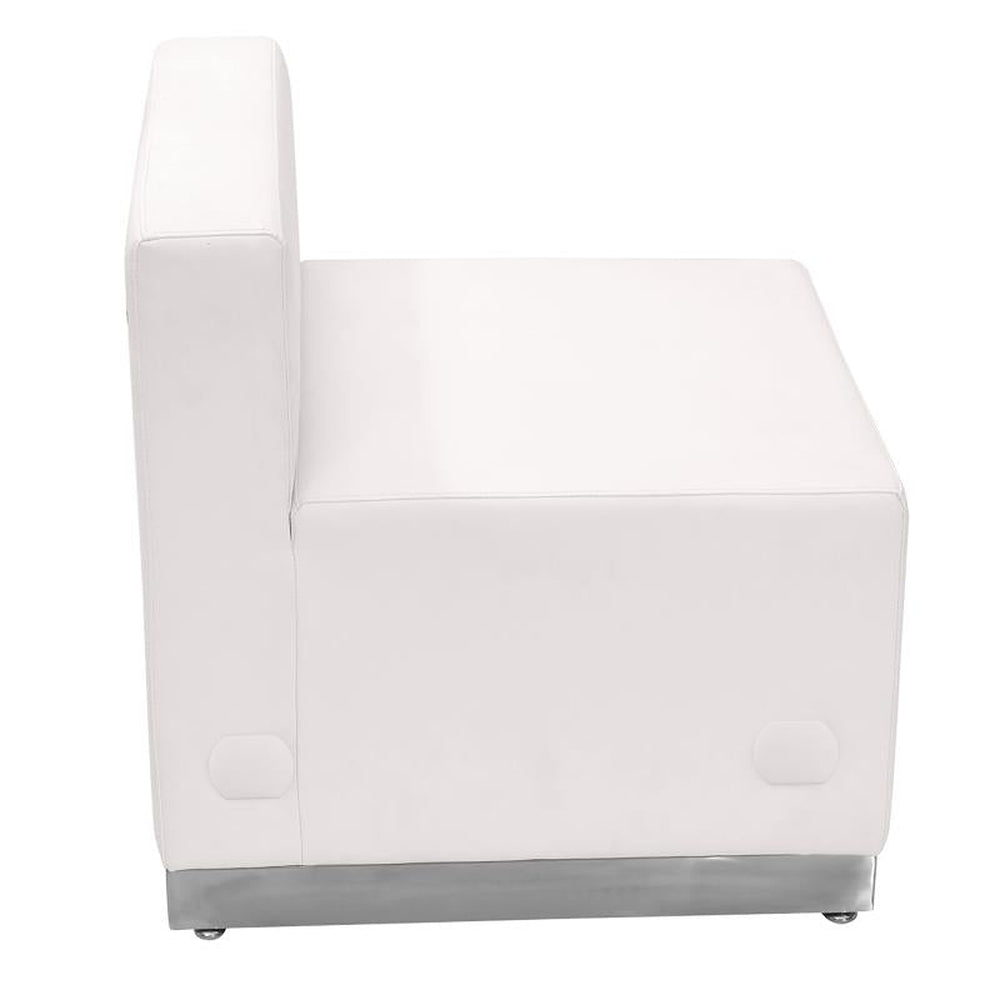 HERCULES Alon Series Melrose White LeatherSoft Chair with Brushed Stainless Steel Base