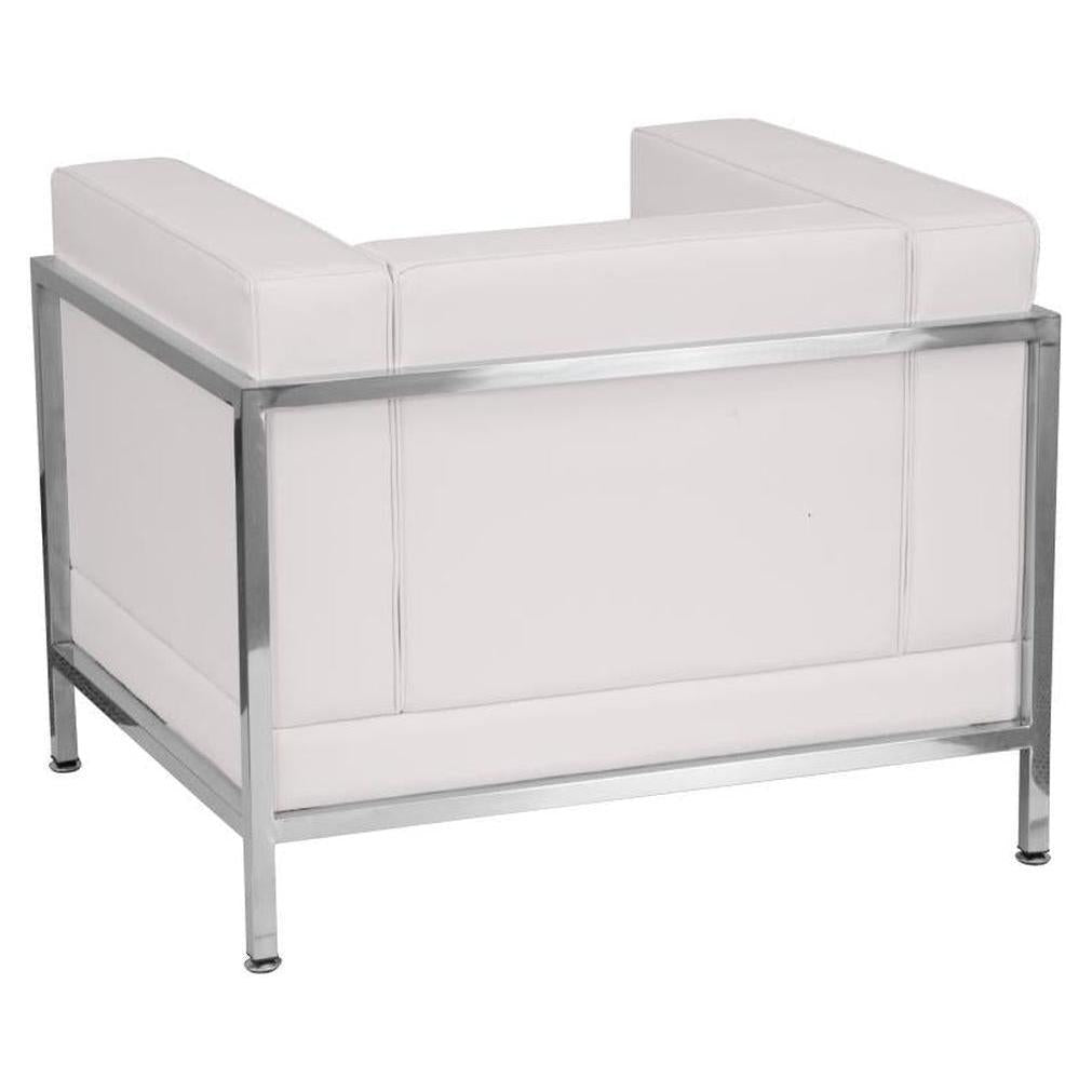 HERCULES Imagination Series Contemporary Melrose White LeatherSoft Chair with Encasing Frame