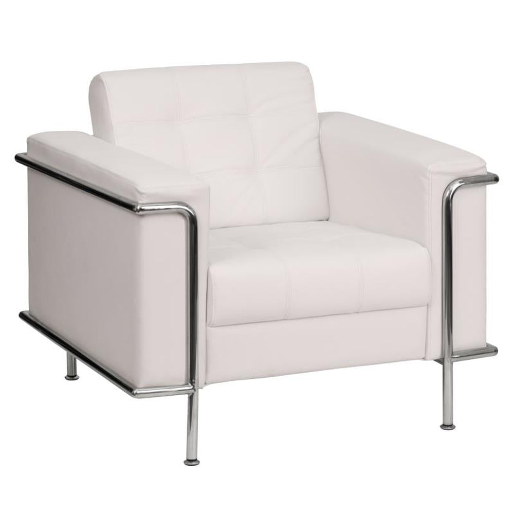 HERCULES Lesley Series Contemporary Melrose White LeatherSoft Chair with Encasing Frame