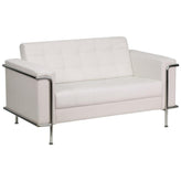 HERCULES Lesley Series Contemporary Melrose White LeatherSoft Loveseat with Encasing Frame