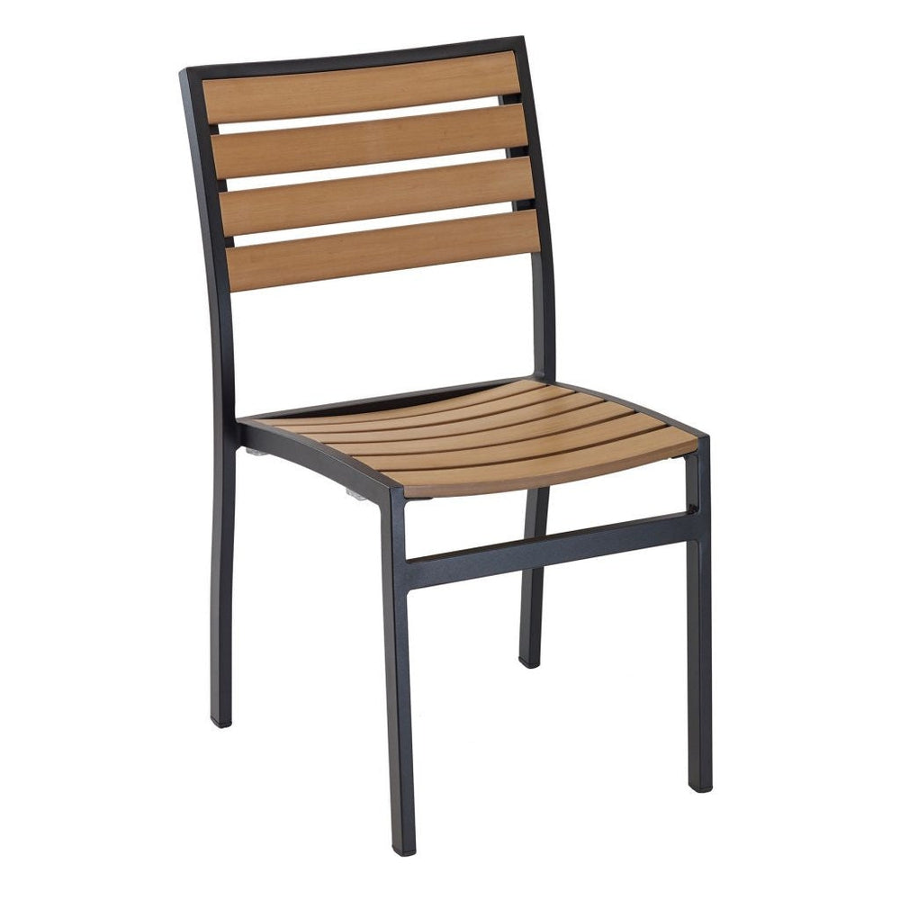 fs aluminum frame chair with faux teak back black