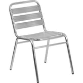 commercial armless restaurant stack chair with triple slat back