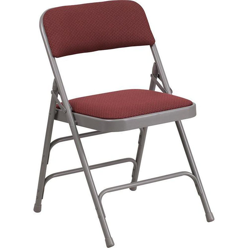 hercules series curved triple braced and double hinged patterned fabric metal folding chair