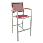 fs aluminum frame barstool with arm textile back silver