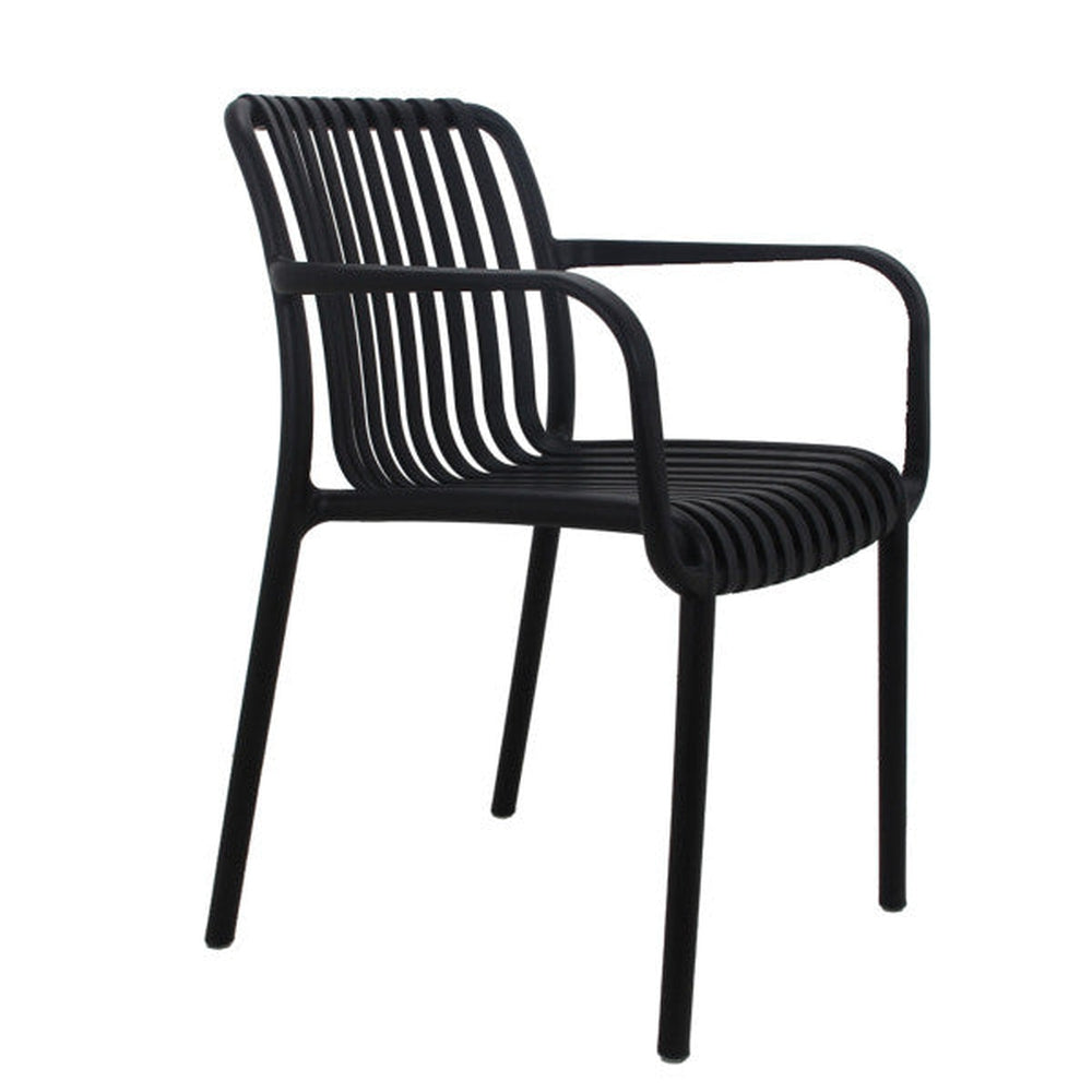 Resin Slatted Outdoor Stacking Arm Chairs