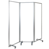 transparent acrylic mobile partition with lockable casters 3 sections included
