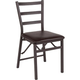 2 pk hercules series brown folding ladder back metal chair with brown vinyl seat