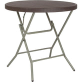 3 foot round brown rattan plastic folding table