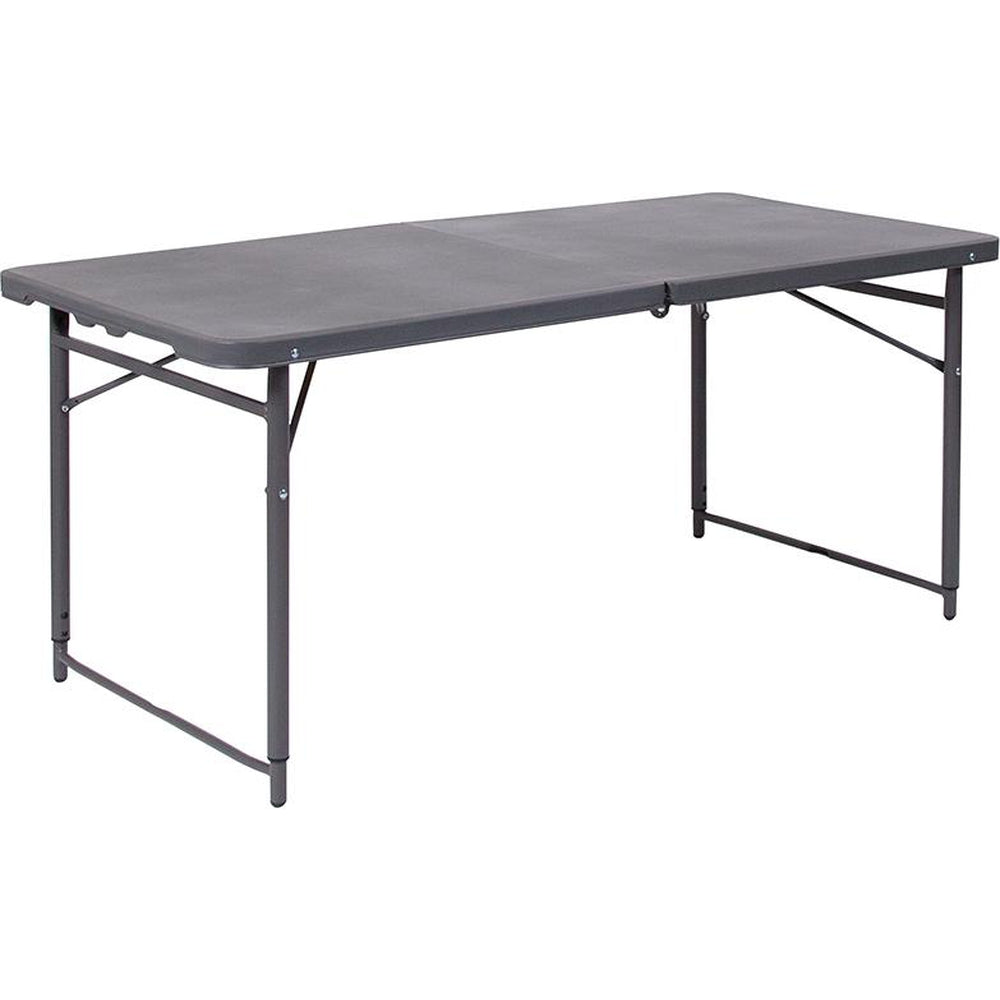 4 foot height adjustable bi fold plastic folding table with carrying handle
