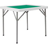 3 foot square granite white folding game table with green playing surface and 4 cup holders