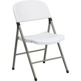 2 pk hercules series lightweight white plastic folding chairs with gray frame
