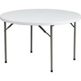4 foot round granite white plastic folding table