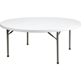 dad 6 ft round granite white plastic folding table