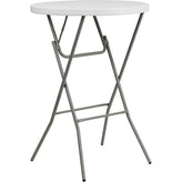 3 ft round granite white plastic bar height folding table