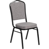 hercules series crown back stacking banquet chair in gray fabric black frame
