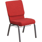 hercules series 18 5 inch width church chair with book rack silver vein frame