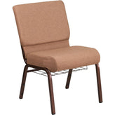 hercules series 21 inch width church chair with book rack copper vein frame