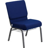 hercules series 21 inch width church chair with book rack silver vein frame