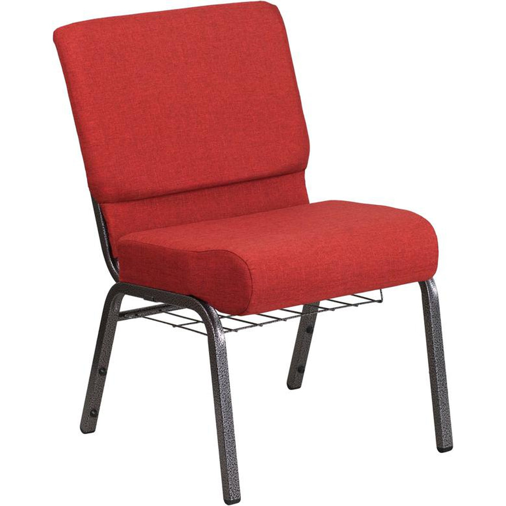 hercules series 21 inch width church chair with book rack silver vein frame