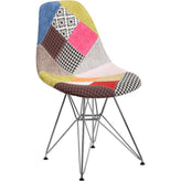 elon series milan patchwork fabric chair with chrome base