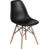elon series green plastic chair with wooden legs