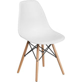 elon series green plastic chair with wooden legs