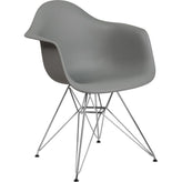 alonza series moss gray plastic chair with chrome base
