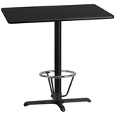 30 inch x 42 inch rectangular laminate table top with 23 5 inch x 29 5 inch bar height table base and ft ring