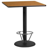 42inch square black laminate table top with 24inch round table base and foot ring