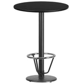 30inch round laminate table top with 18inch round bar height table base and foot ring