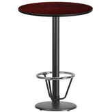 36inch round laminate table top with 24inch round bar height table base and foot ring
