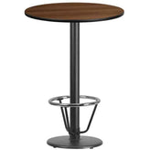 30inch round laminate table top with 18inch round bar height table base and foot ring