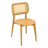 classic modern rattan back chair with solid seat