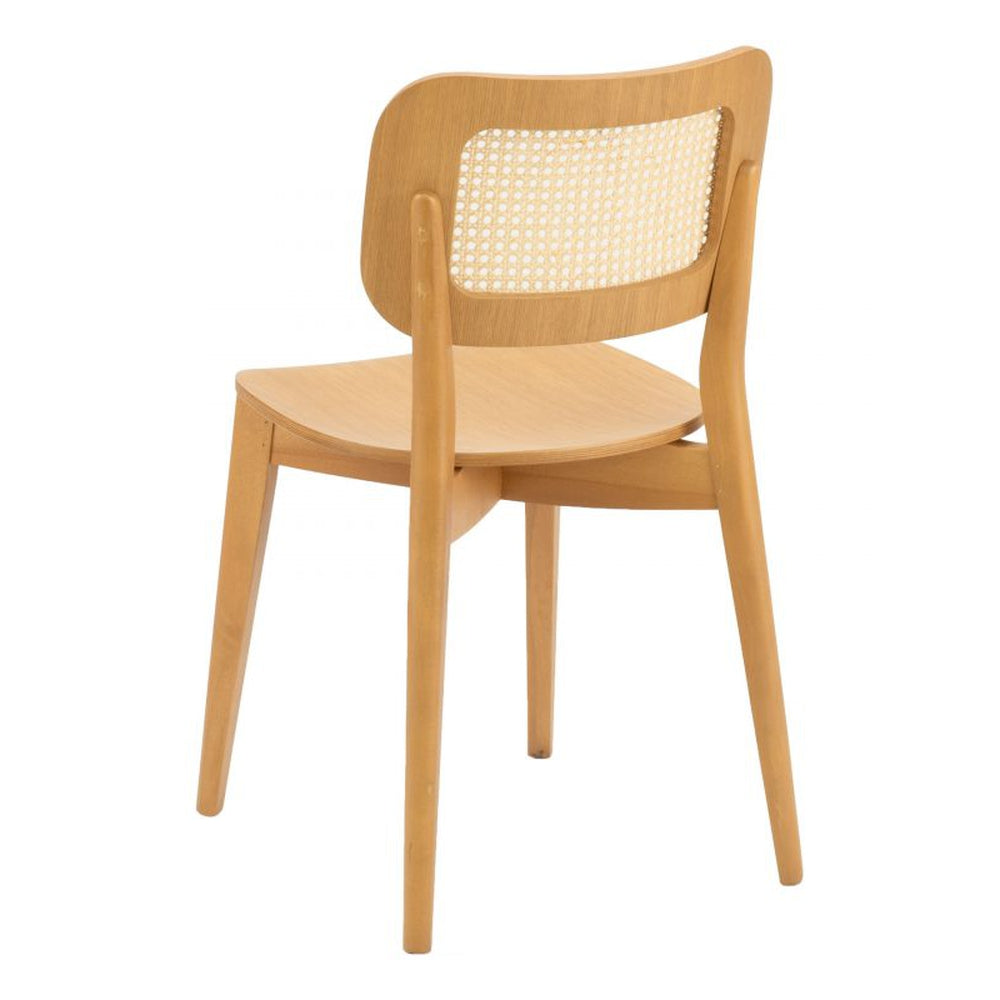 classic modern rattan back chair with solid seat