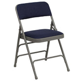 hercules series curved triple braced and double hinged beige fabric metal folding chair