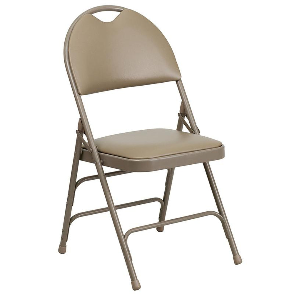 hercules series ultra premium triple braced burgundy fabric metal folding chair with easy carry handle