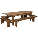 antique rustic folding farm table and four bench set 8 x 41
