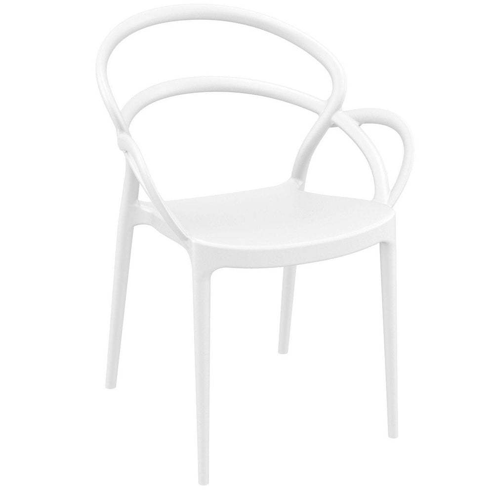 mila dining set with 2 arm chairs white