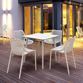 air maya square dining set with white table and 4 chairs