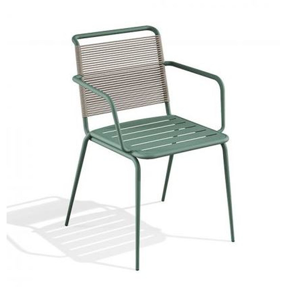 Kissi Outdoor Steel Stack Arm Chair