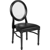 hercules series 900 lb capacity king louis chair with transparent back black vinyl seat and black frame